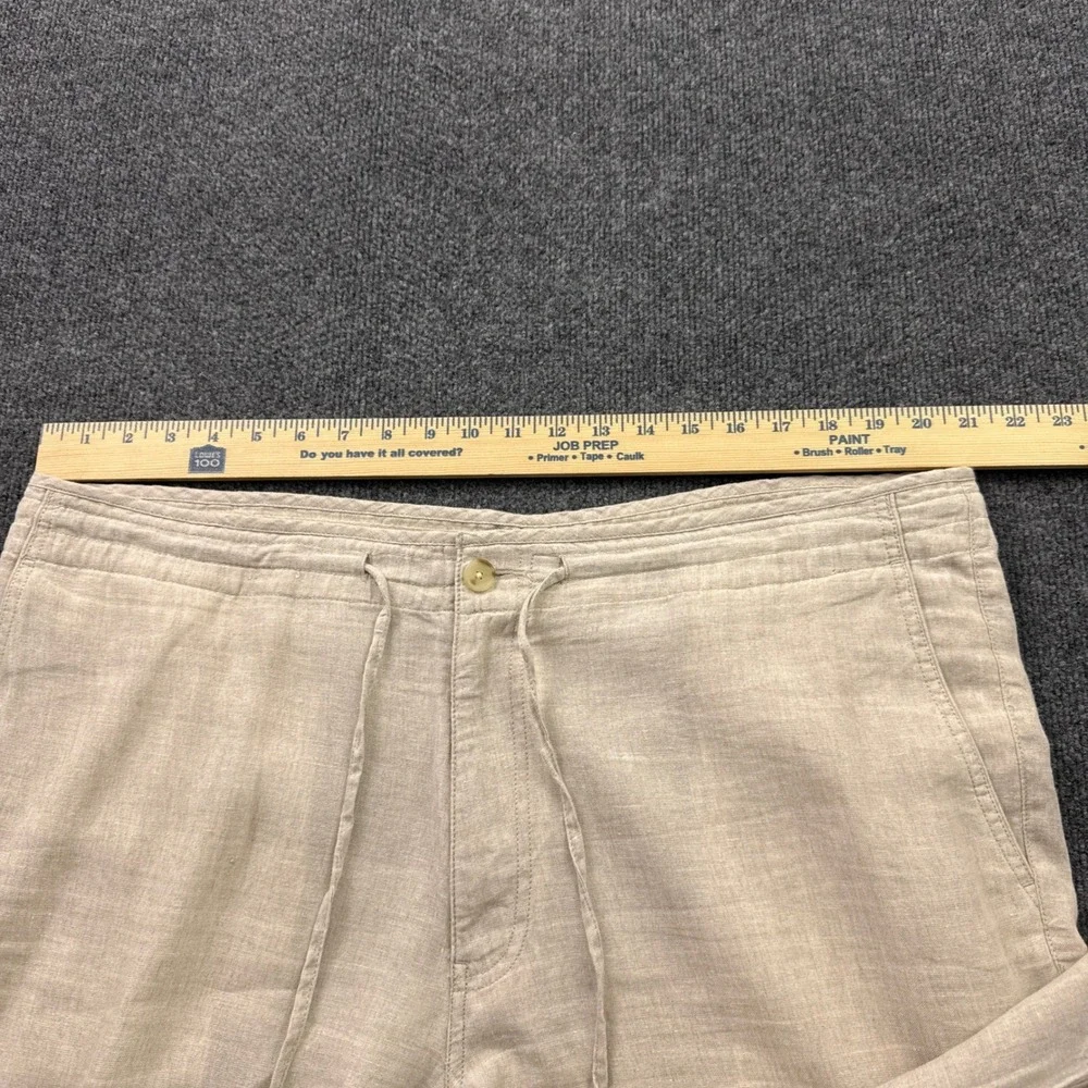 Jos A Bank Linen Cotton Pants Mens 40x28 Beige Tailored Drawstring Trousers